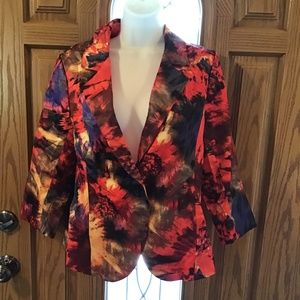💚3/$25 New Directions NWOT size M  orange yellow blue flower splashed blazer